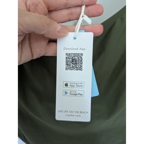 Womens Cupshe Vintage Green Babydoll Boho Lace Plunge One Piece Swimsuit SZ M - Picture 6 of 13